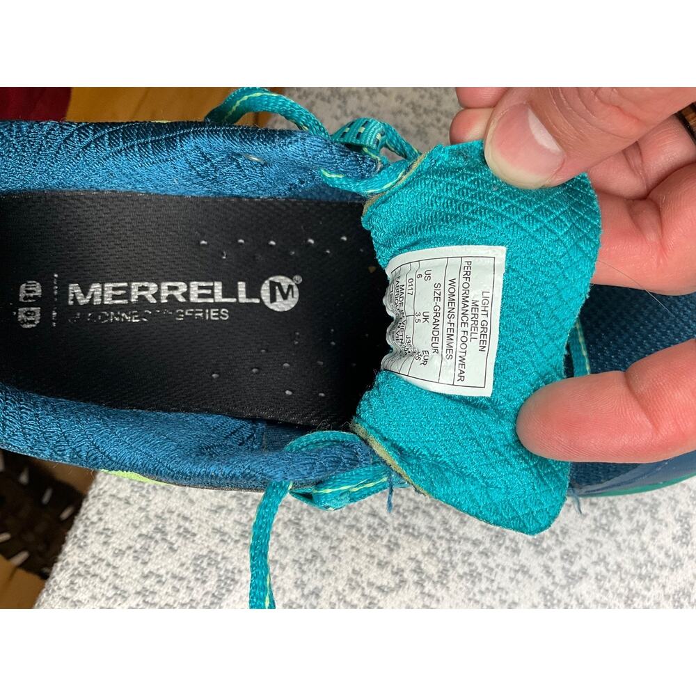 Merrell Bare Access Flex Trail Running Shoes Teal Lime Green Womens 6 Gorpcore - Picture 10 of 10